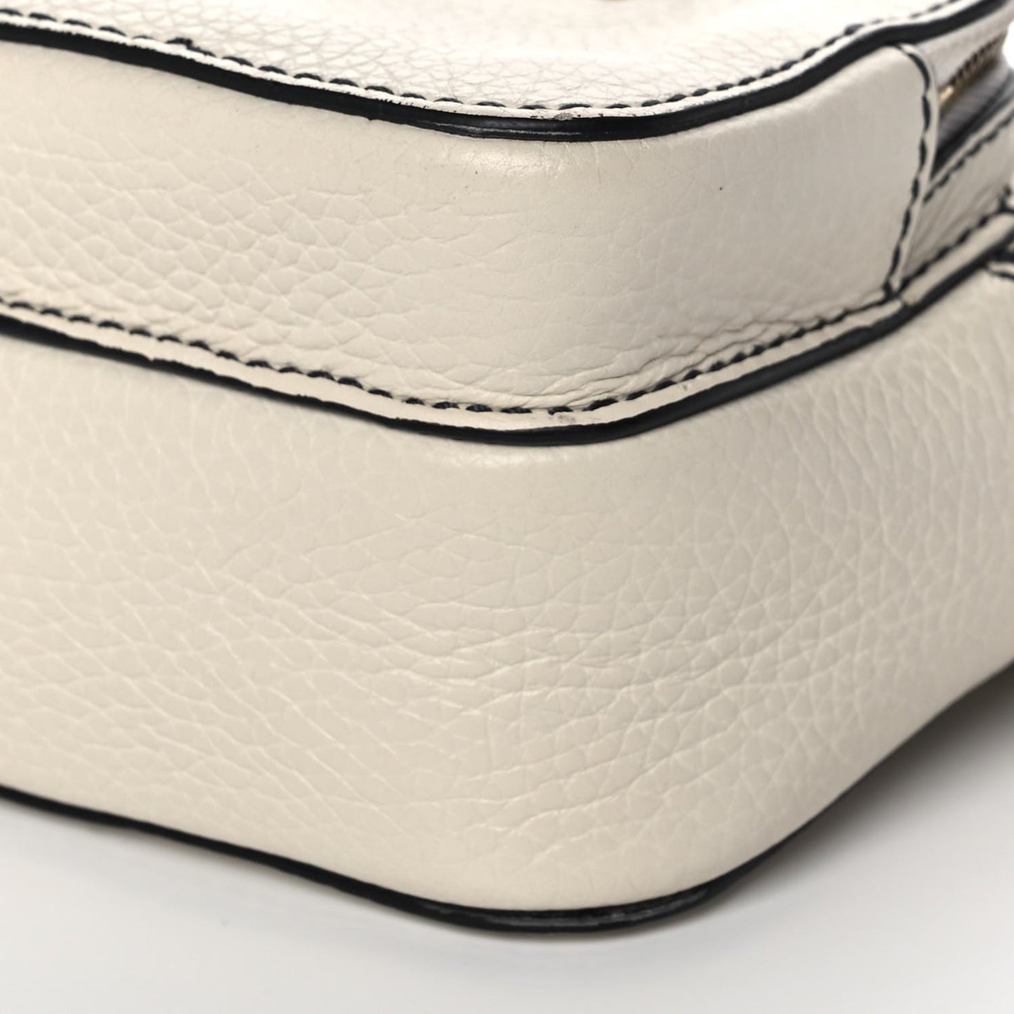 Grained Calfskin J'Adior Camera Case Clutch With Chain White