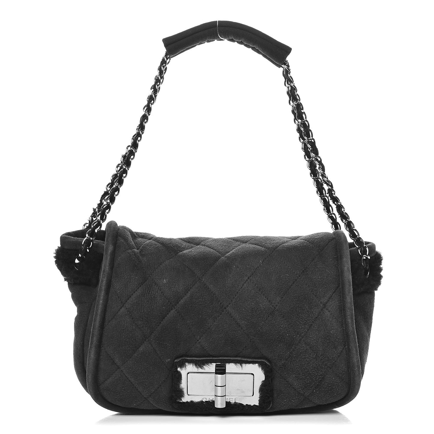 Shearling Quilted Mademoiselle Flap Black