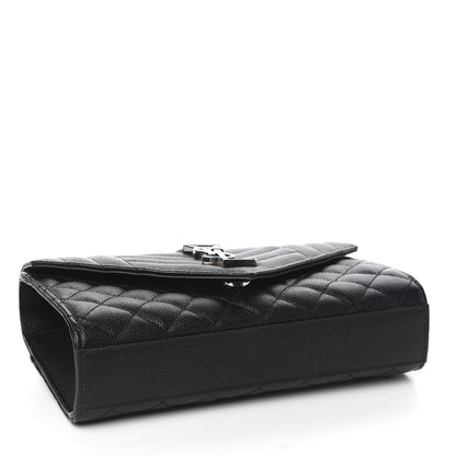 Saint Laurent Grain De Poudre Textured Mixed Matelasse Triquilt Small Monogram Satchel Black 4 of 8