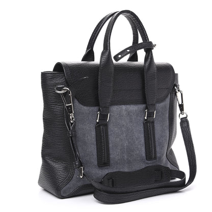 3.1 Phillip Lim 3.1 Textured Calfskin Denim Medium Pashli Satchel Black 2 of 8