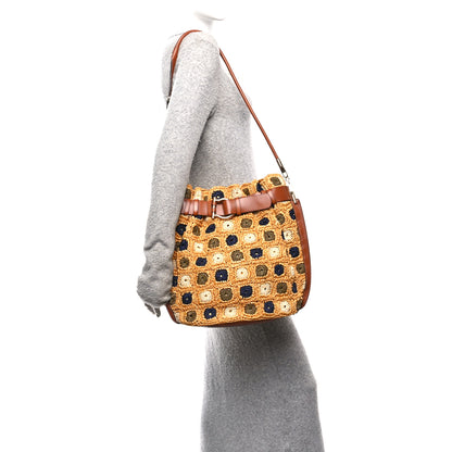 Salvatore Ferragamo Straw Floral Belt Shoulder Bag Multicolor Tan 2 of 11
