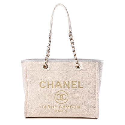 Chanel Lurex Boucle Small Deauville Tote White 1 of 9