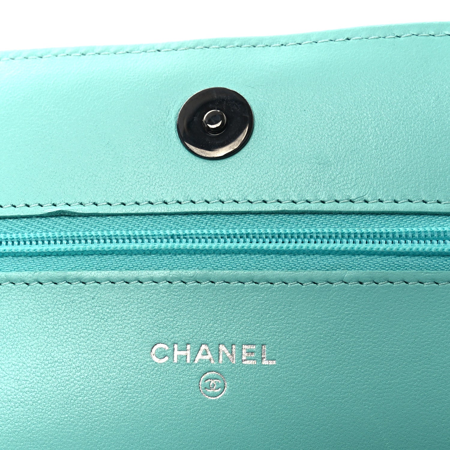 Chanel Lambskin Quilted Wallet On Chain WOC Turquoise 6 of 12