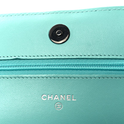 Chanel Lambskin Quilted Wallet On Chain WOC Turquoise 6 of 12