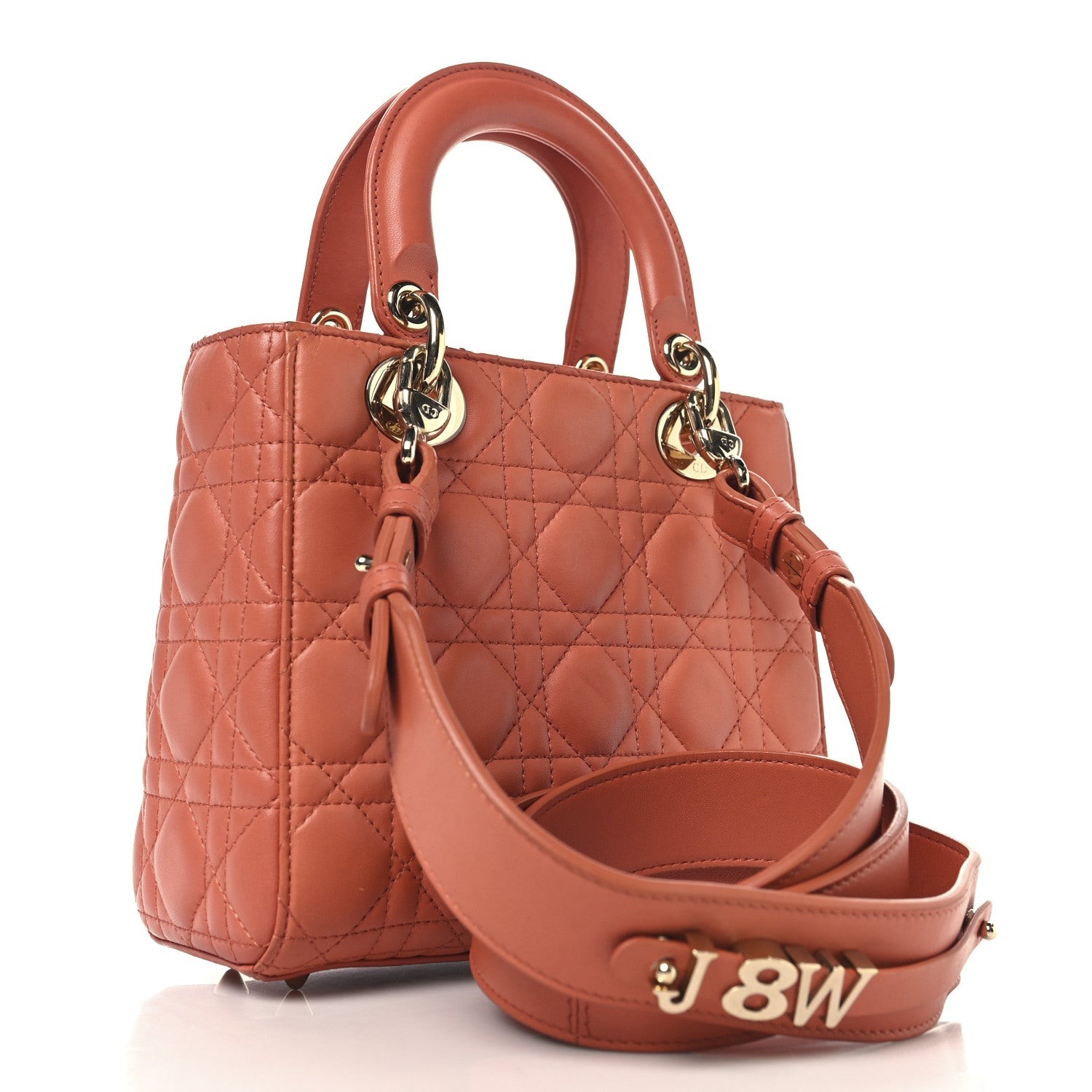 Christian Dior Lambskin Cannage Small My ABCDior Lady Dior Coral 3 of 13