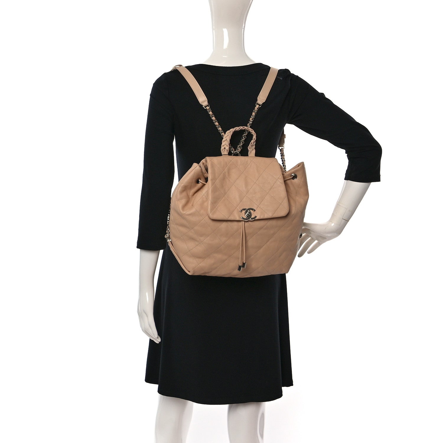 Chanel Grained Calfskin Stitched Braided With Style Backpack Beige 2 of 10
