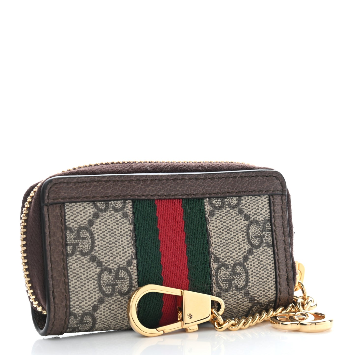 GG Supreme Monogram Web Ophidia Zip Around Key Case Beige New Acero