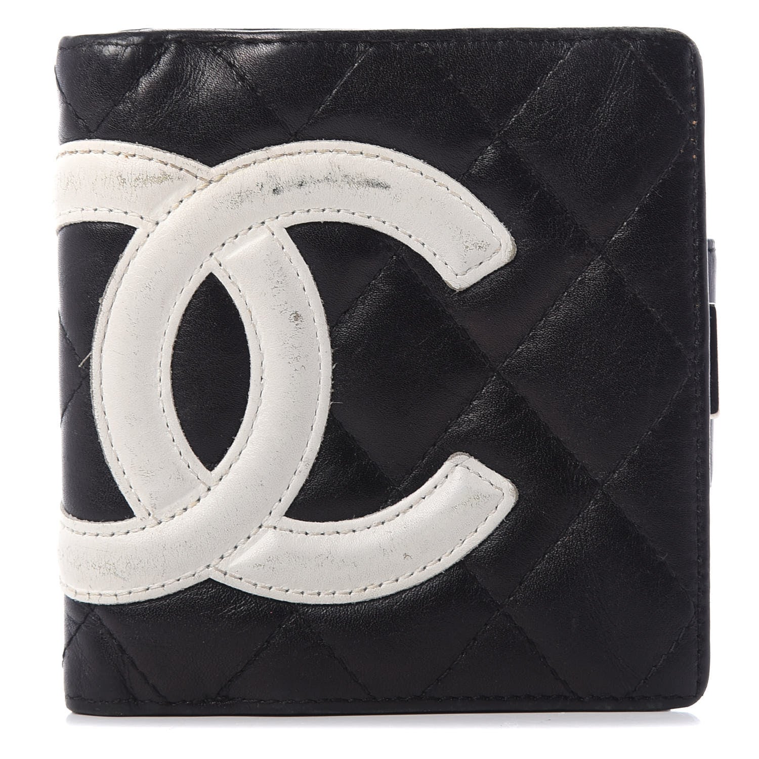 Chanel Calfskin Quilted Cambon Bi-Fold Wallet Black White 1 of 10