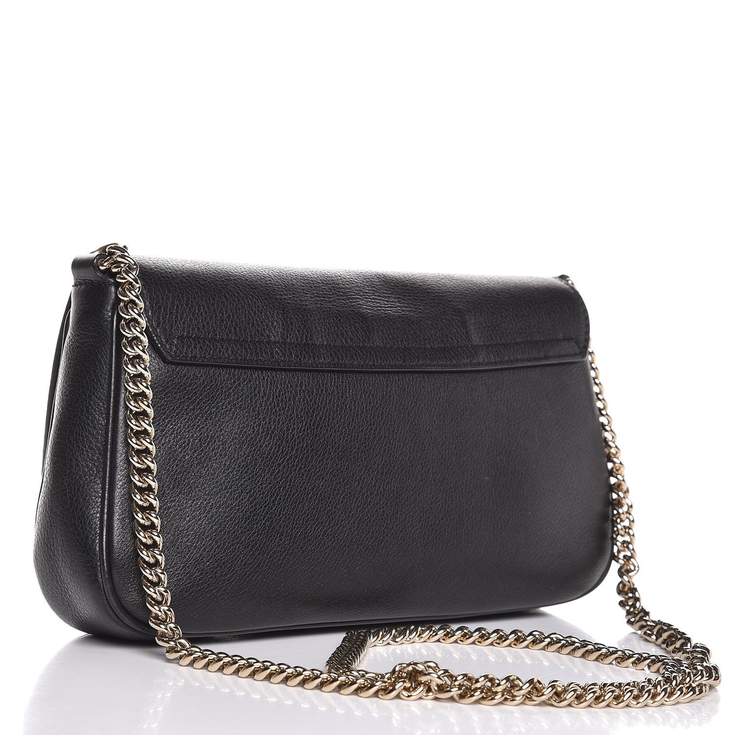 Pebbled Calfskin Medium Soho Flap Crossbody Black