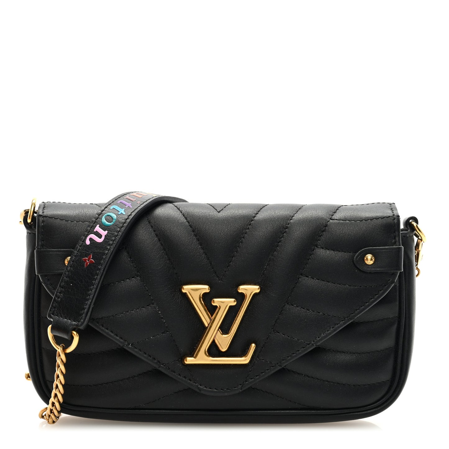 Calfskin New Wave Chain Pochette Black
