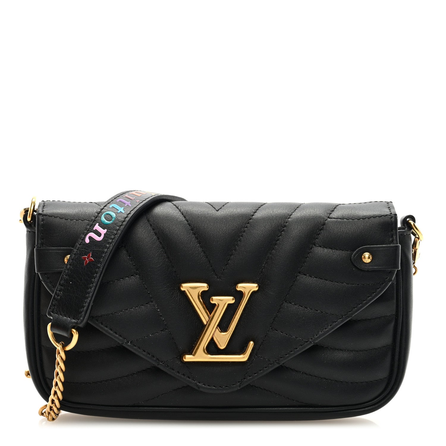 Louis Vuitton Calfskin New Wave Chain Pochette Black 1 of 9