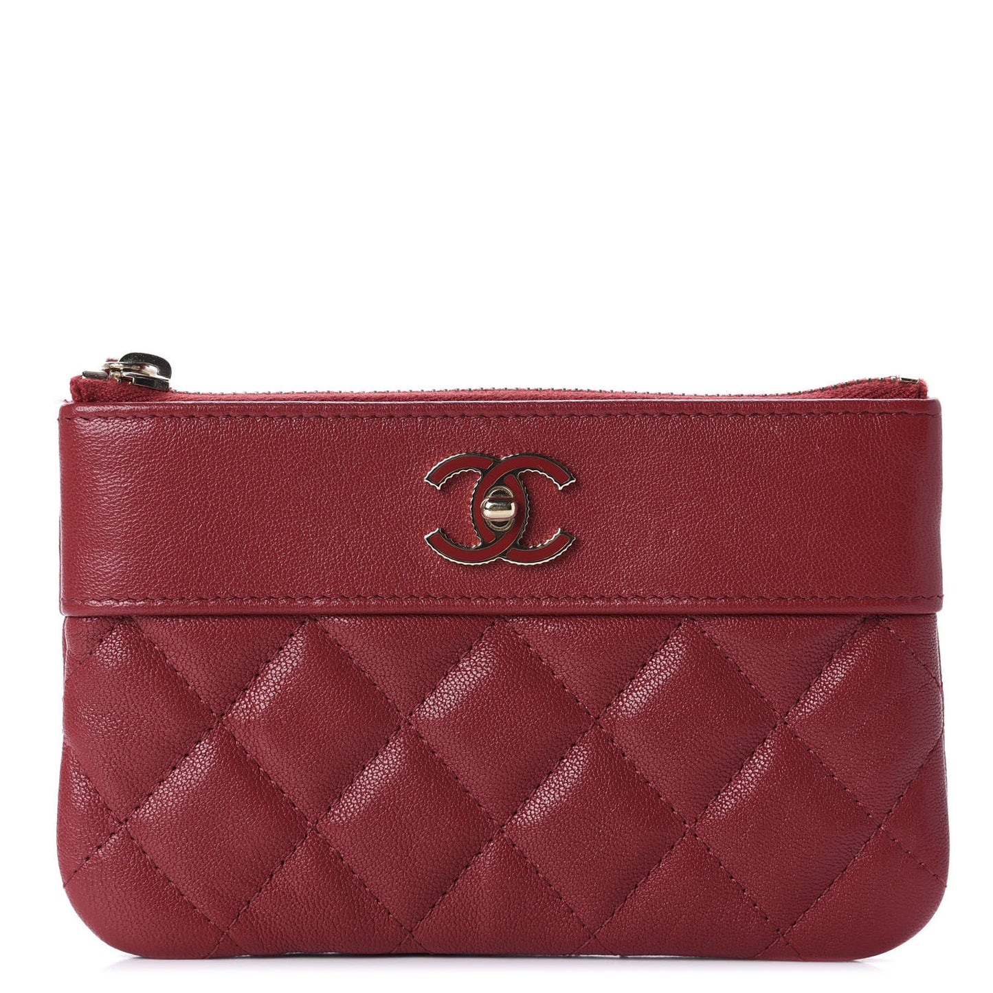 Sheepskin Quilted Small Vintage Mademoiselle Cosmetic Case Red
