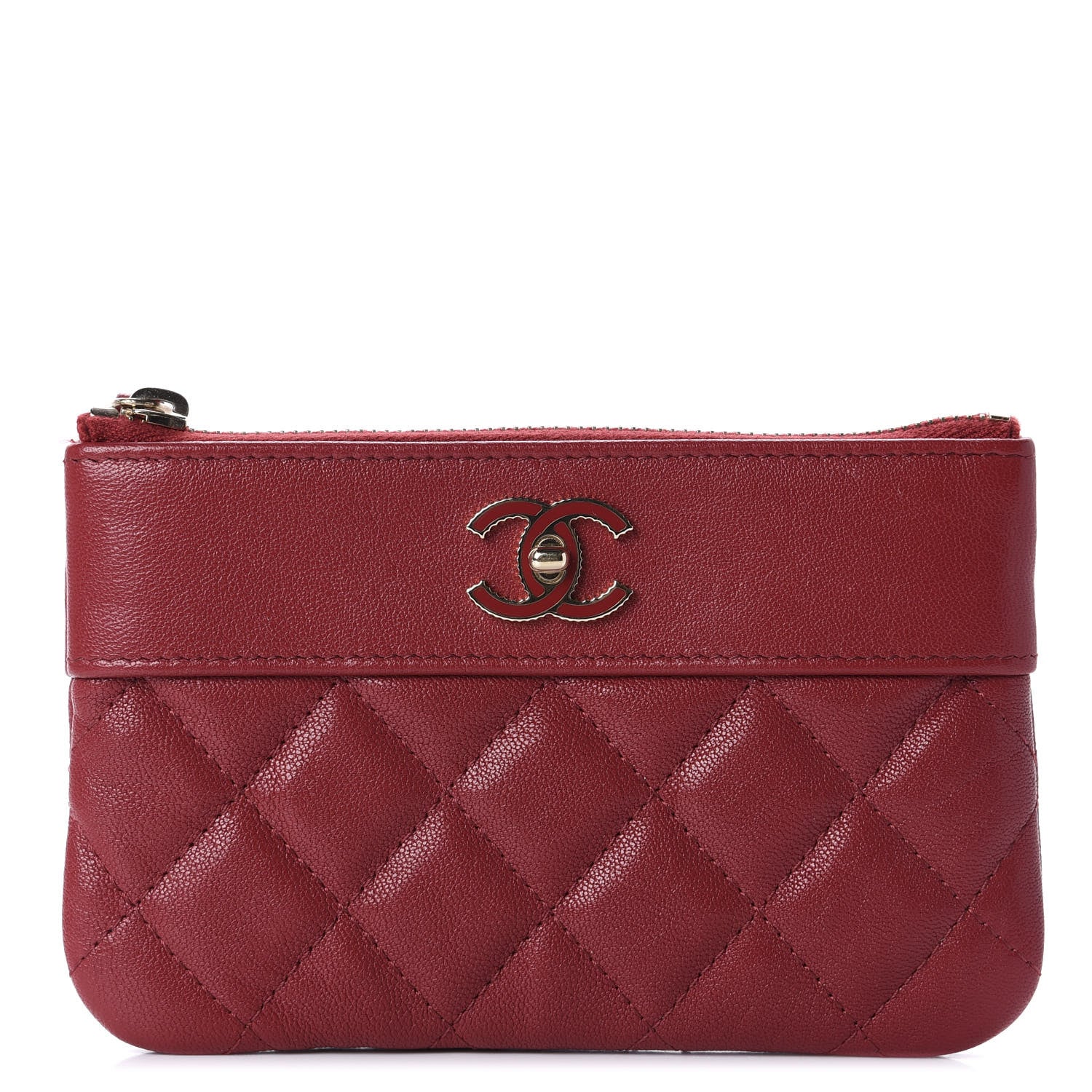 Chanel Sheepskin Quilted Small Vintage Mademoiselle Cosmetic Case Red 1 of 10