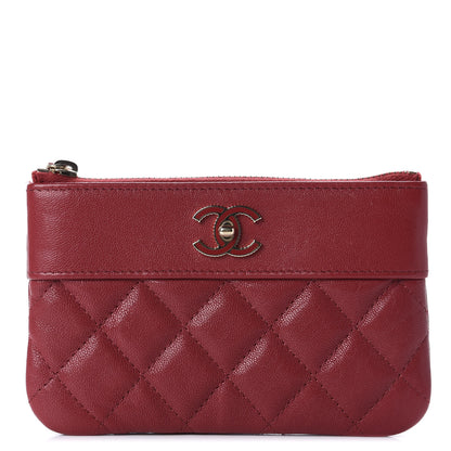 Chanel Sheepskin Quilted Small Vintage Mademoiselle Cosmetic Case Red 1 of 10