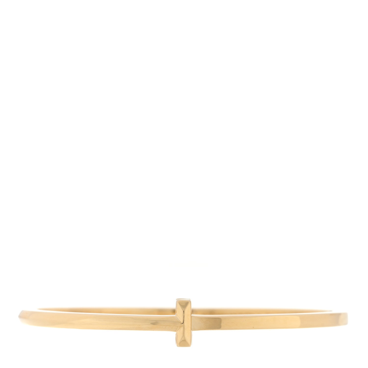 Tiffany 18K Yellow Gold Narrow T T1 Hinged Bangle Bracelet 1 of 3
