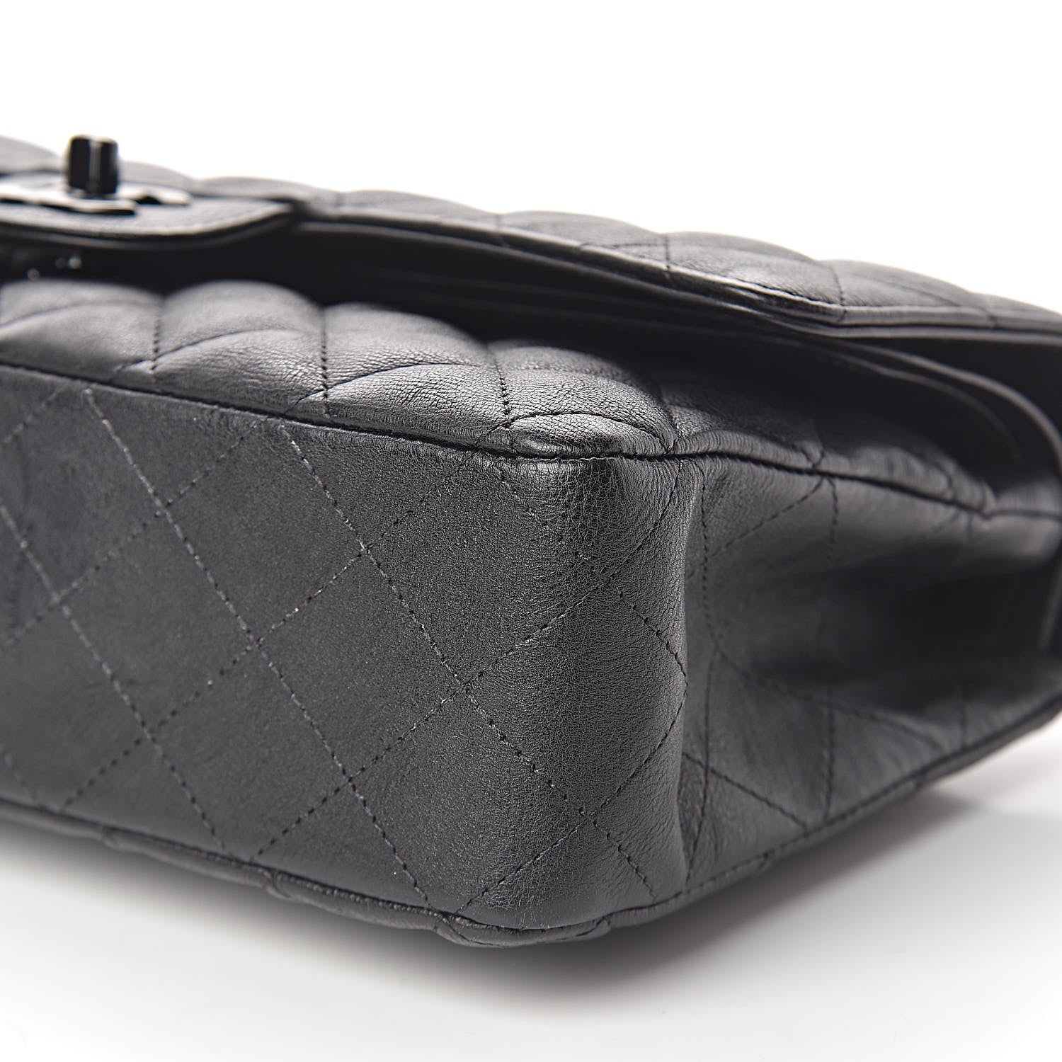 Chanel Crumpled Calfskin Quilted Medium Double Flap So Black 9 of 11