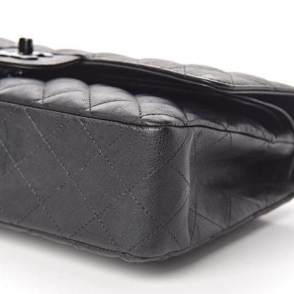 Chanel Crumpled Calfskin Quilted Medium Double Flap So Black 9 of 11