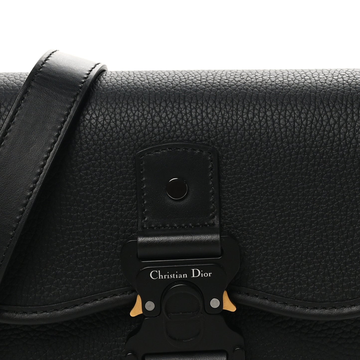 Grained Calfskin Mini Gallop Bag With Strap Black