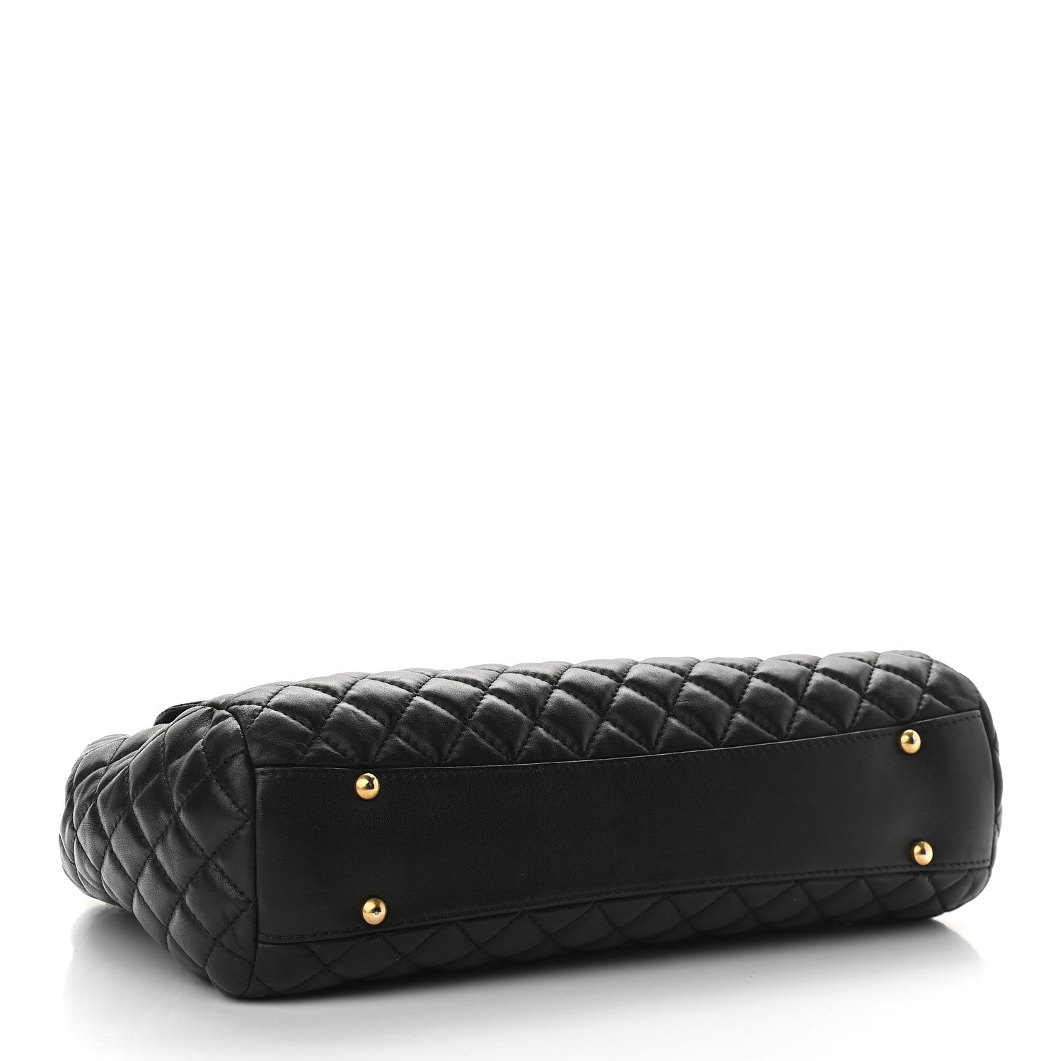 Chanel Lambskin Quilted Large Fluffy CC Shopping Tote Black 3 of 8