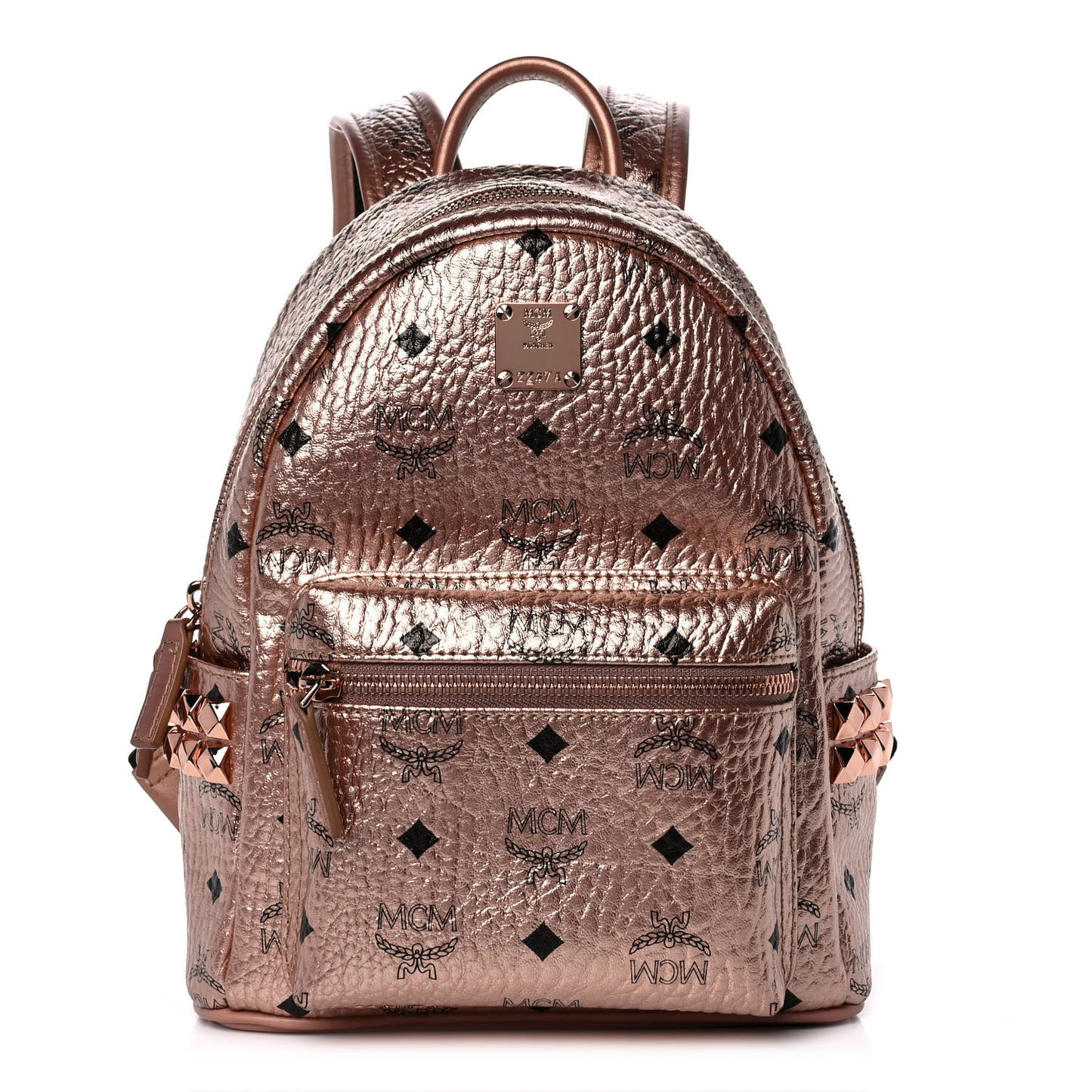 Metallic Visetos Small Side Stud Stark Backpack Champagne Gold