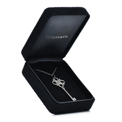 Tiffany Platinum Diamond Floret Key Pendant Necklace 5 of 5