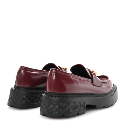 Jimmy Choo Box Calfskin Marlow Loafers 39 Burgundy 5 of 8