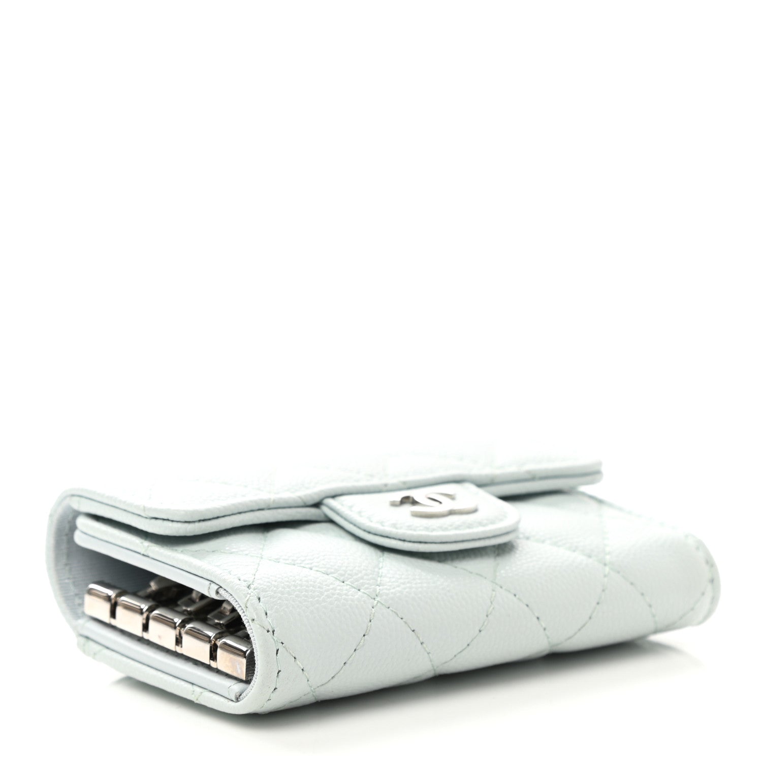 Chanel Caviar Quilted Classic 4 Key Holder Wallet Light Blue 4 of 8