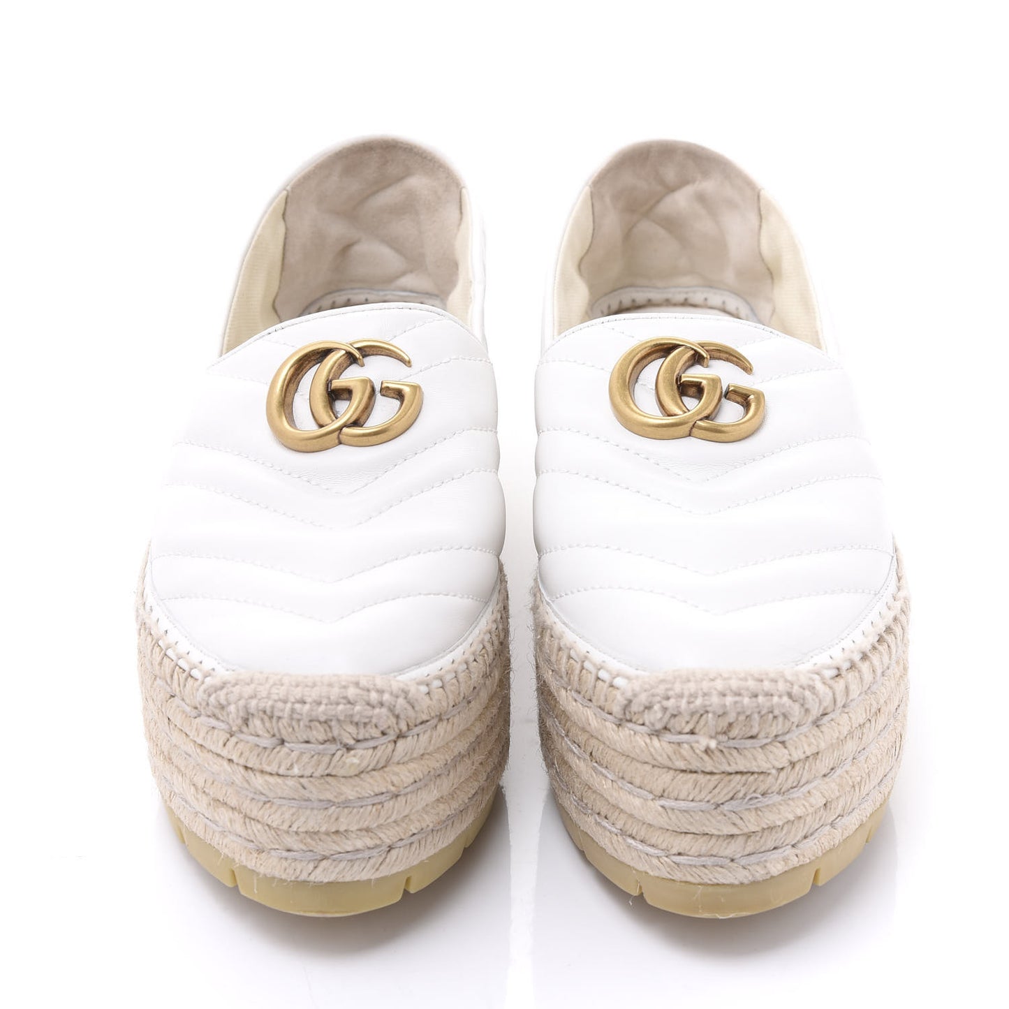 Nappa Matelasse GG Marmont Platform Espadrilles 39 Great White