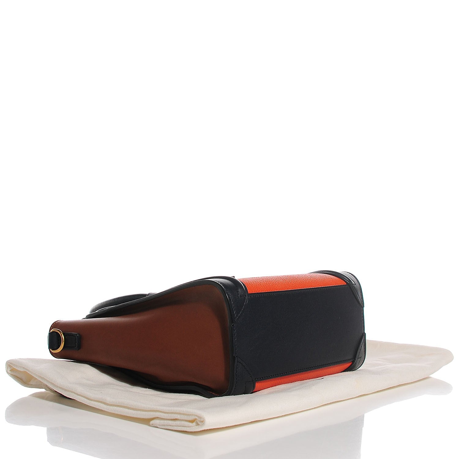 Celine Drummed Calfskin Nano Tri-Color Luggage Bright Orange 4 of 8