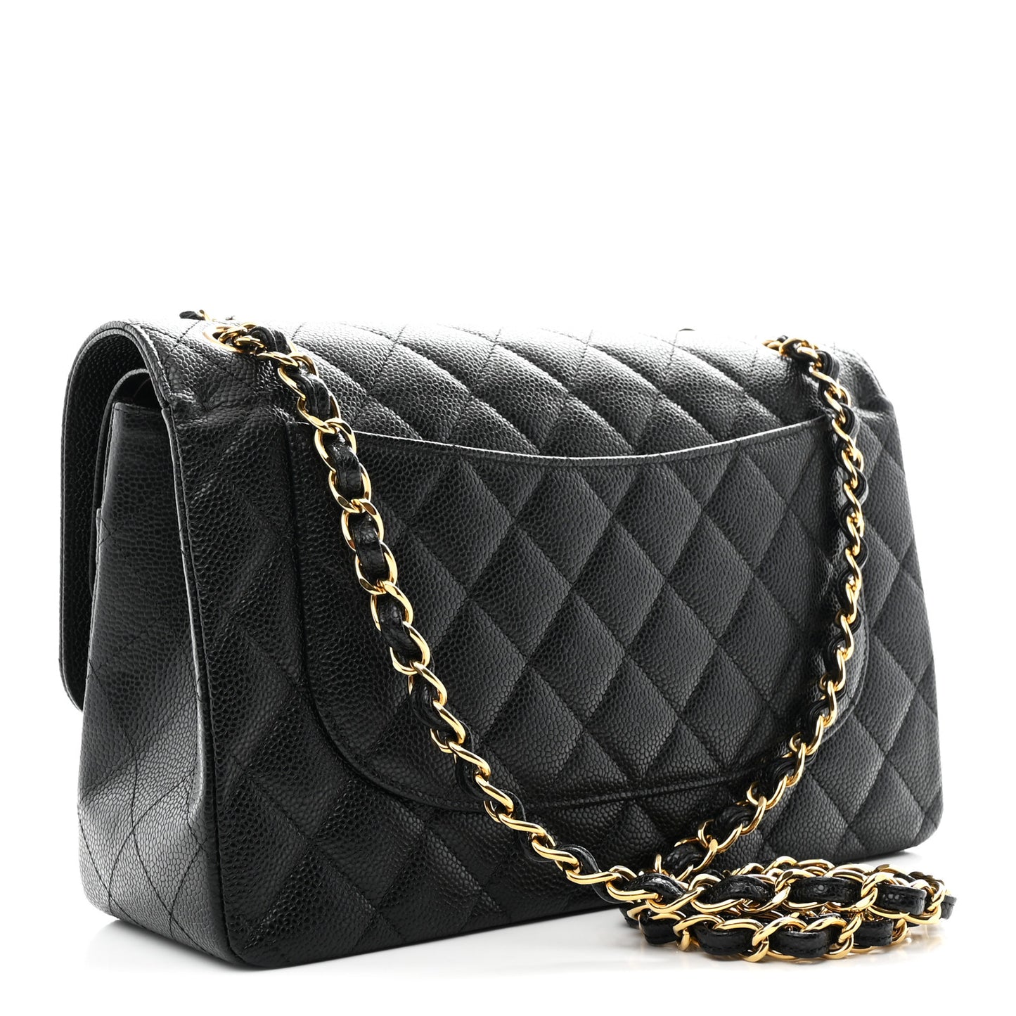 Caviar Quilted Jumbo Double Flap Black