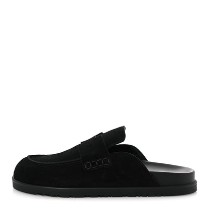 Hermes Suede Calfskin Go Mules 39 Black 1 of 11