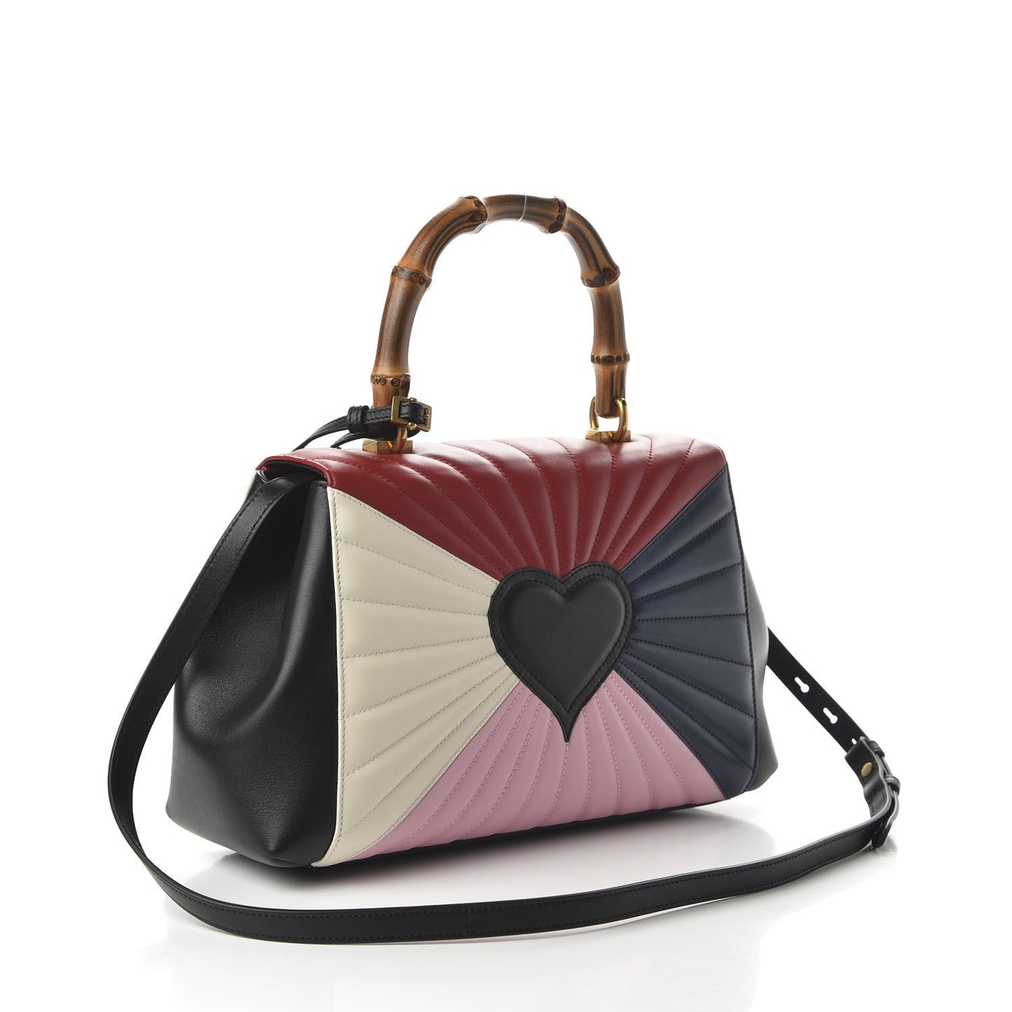 Calfskin Bamboo Trapuntata Queen Margaret Top Handle Bag Blue Agata Hibiscus Red Mystic White Sugar Pink