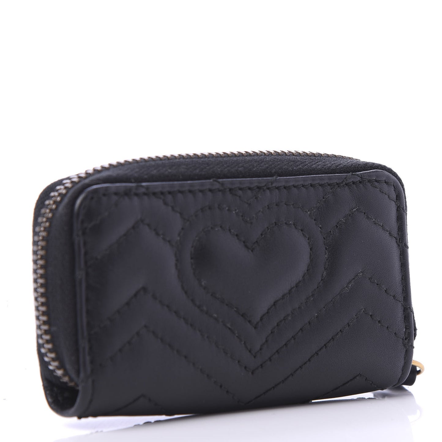 Calfskin Matelasse GG Marmont Zip Around Key Case Black