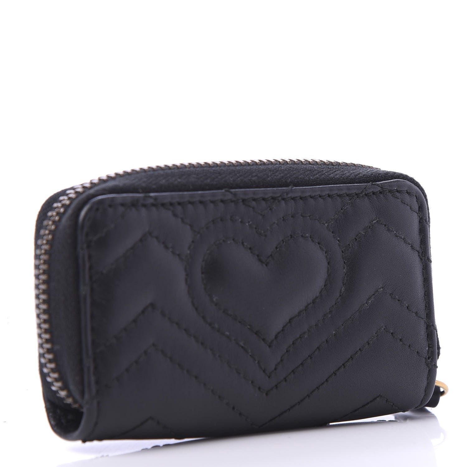 Gucci Calfskin Matelasse GG Marmont Zip Around Key Case Black 3 of 8