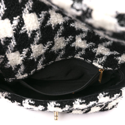 Chanel Tweed Quilted Medium Chanel 19 Flap Black Ecru White 6 of 11