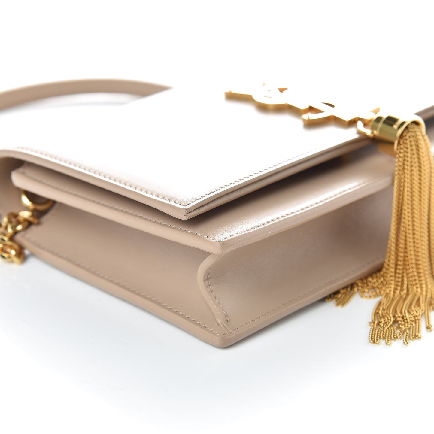 Smooth Calfskin Classic Monogram Kate Tassel Chain Wallet Dark Beige