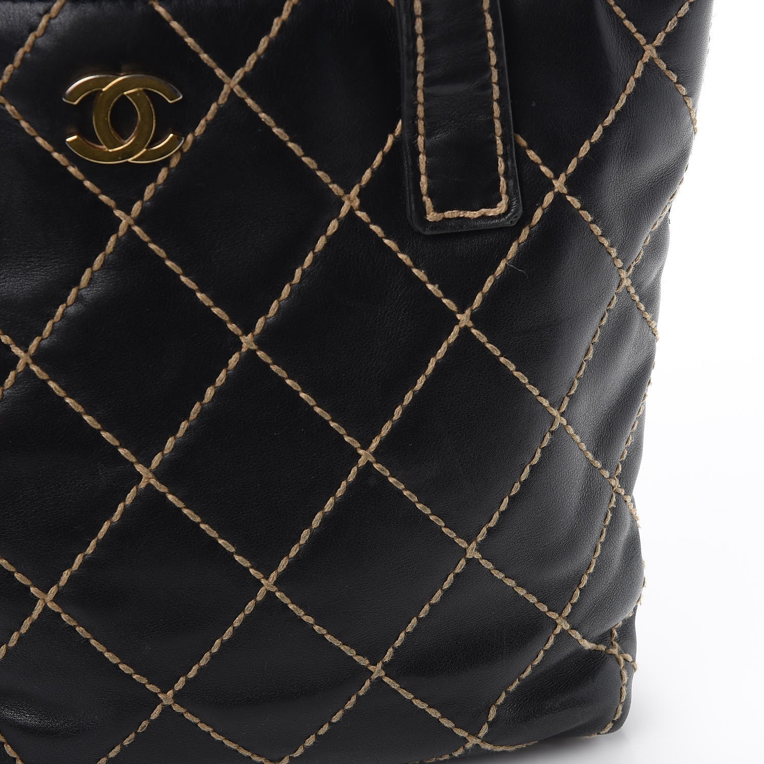 Chanel Calfskin Contrast Stitch Surpique Tote Black 11 of 12