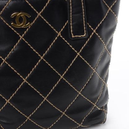 Chanel Calfskin Contrast Stitch Surpique Tote Black 11 of 12