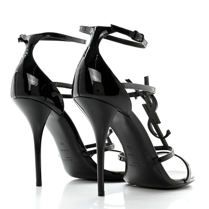 Saint Laurent Patent Cassandra 100 Ankle Strap Sandals 40 Black 4 of 11