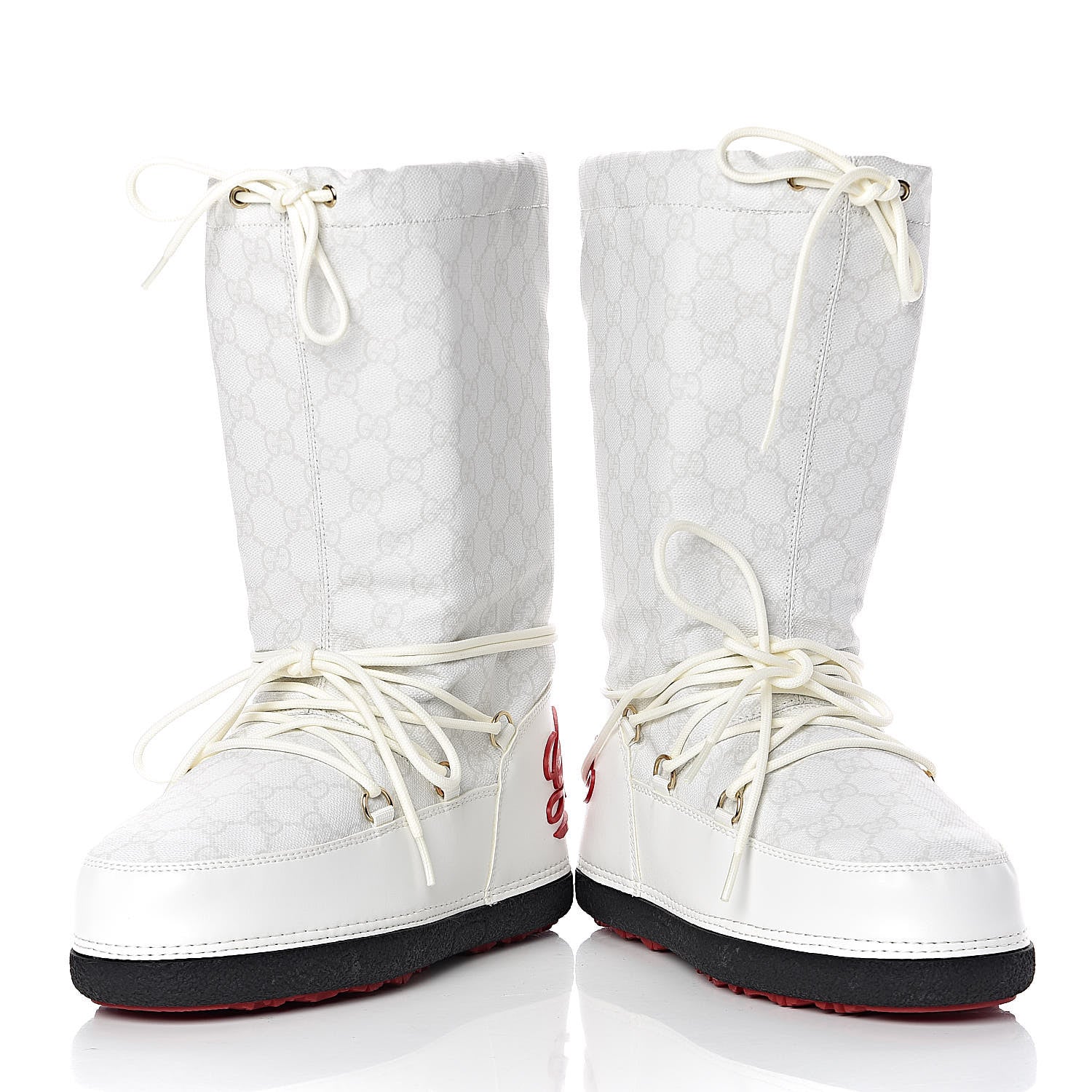 Gucci Monogram GG Lace Up Snow Boots 37 White 10 of 10