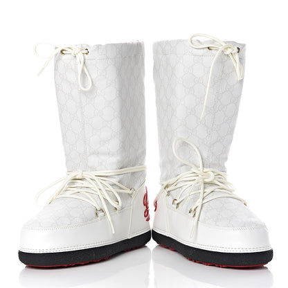 Gucci Monogram GG Lace Up Snow Boots 37 White 10 of 10