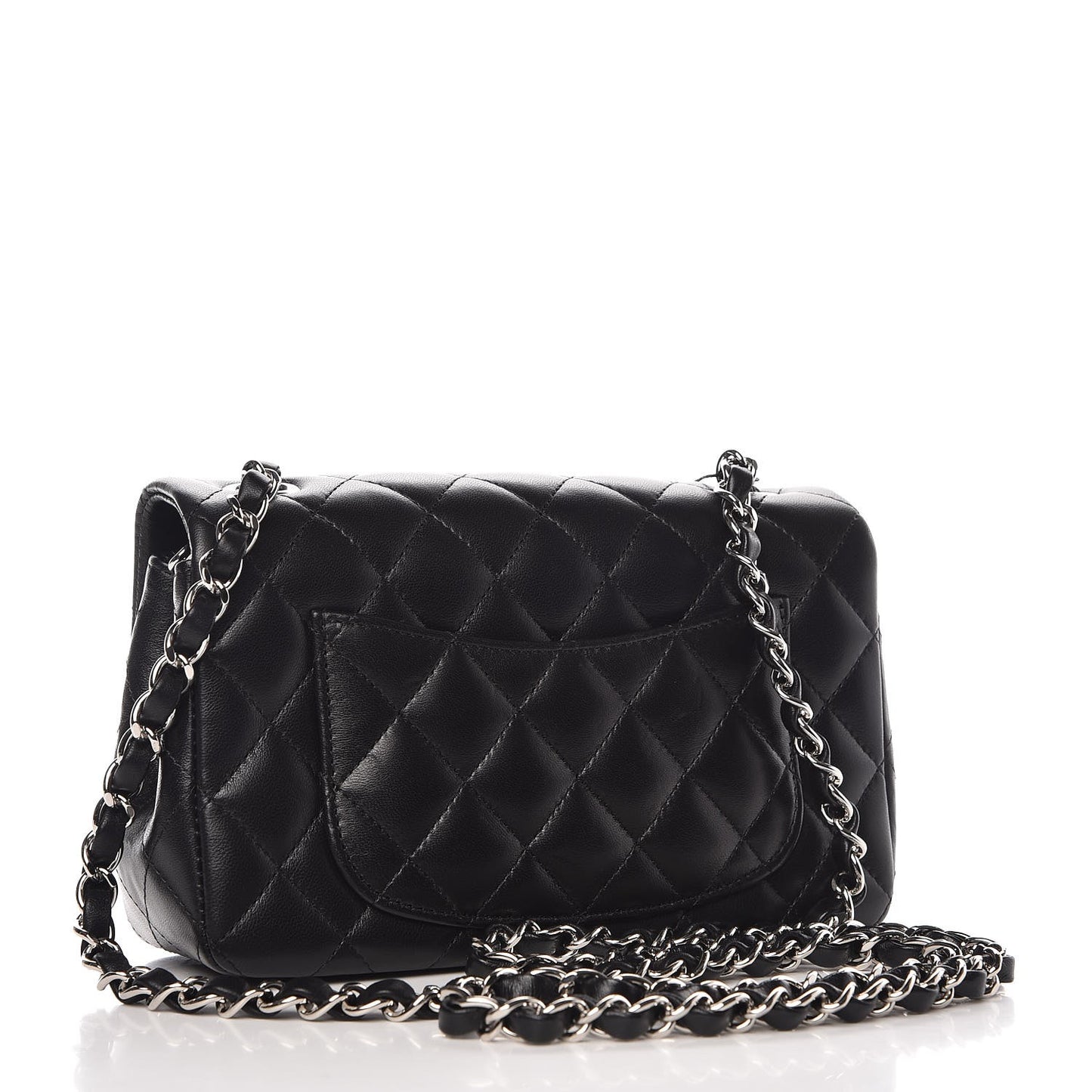 Lambskin Quilted Mini Rectangular Flap Black