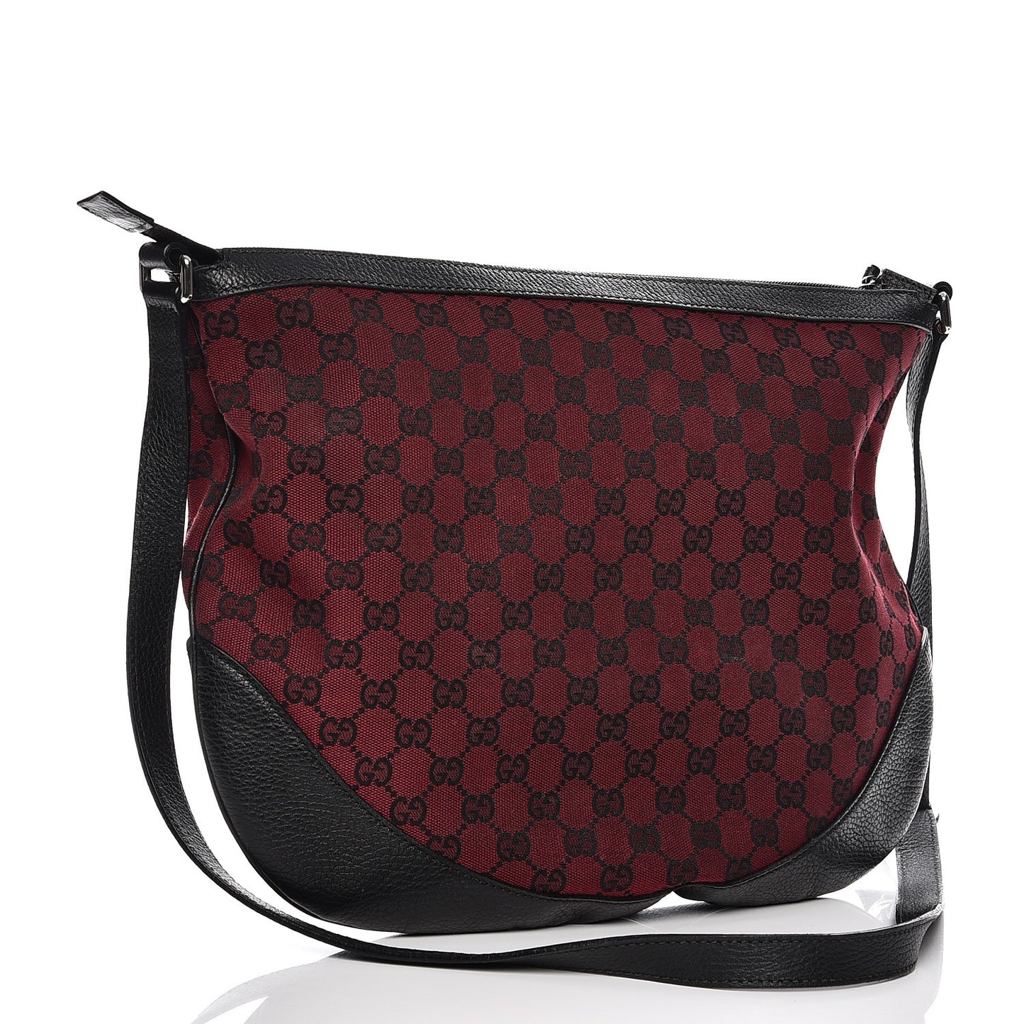Denim Monogram Large Half Moon Hobo Red