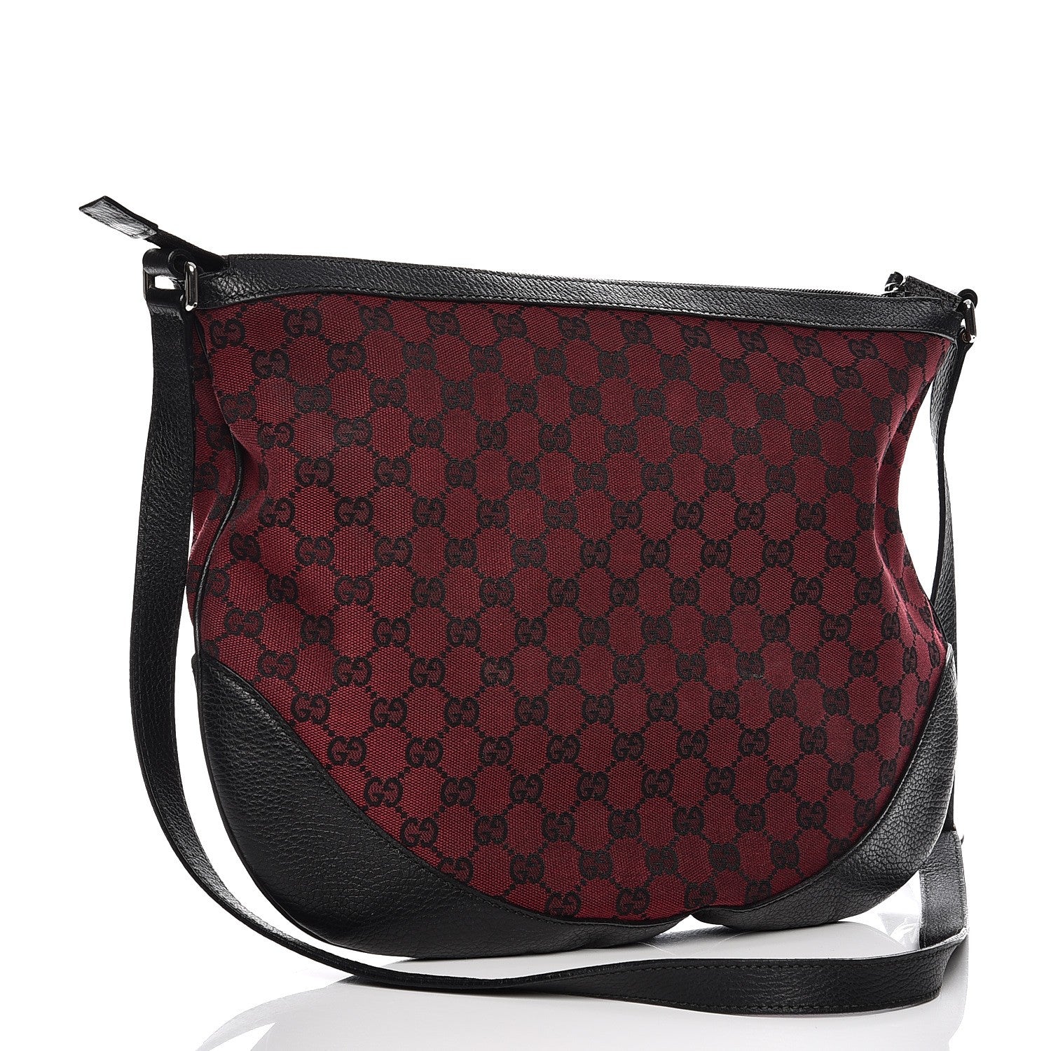 Gucci Denim Monogram Large Half Moon Hobo Red 3 of 10