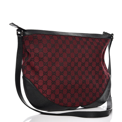 Gucci Denim Monogram Large Half Moon Hobo Red 3 of 10
