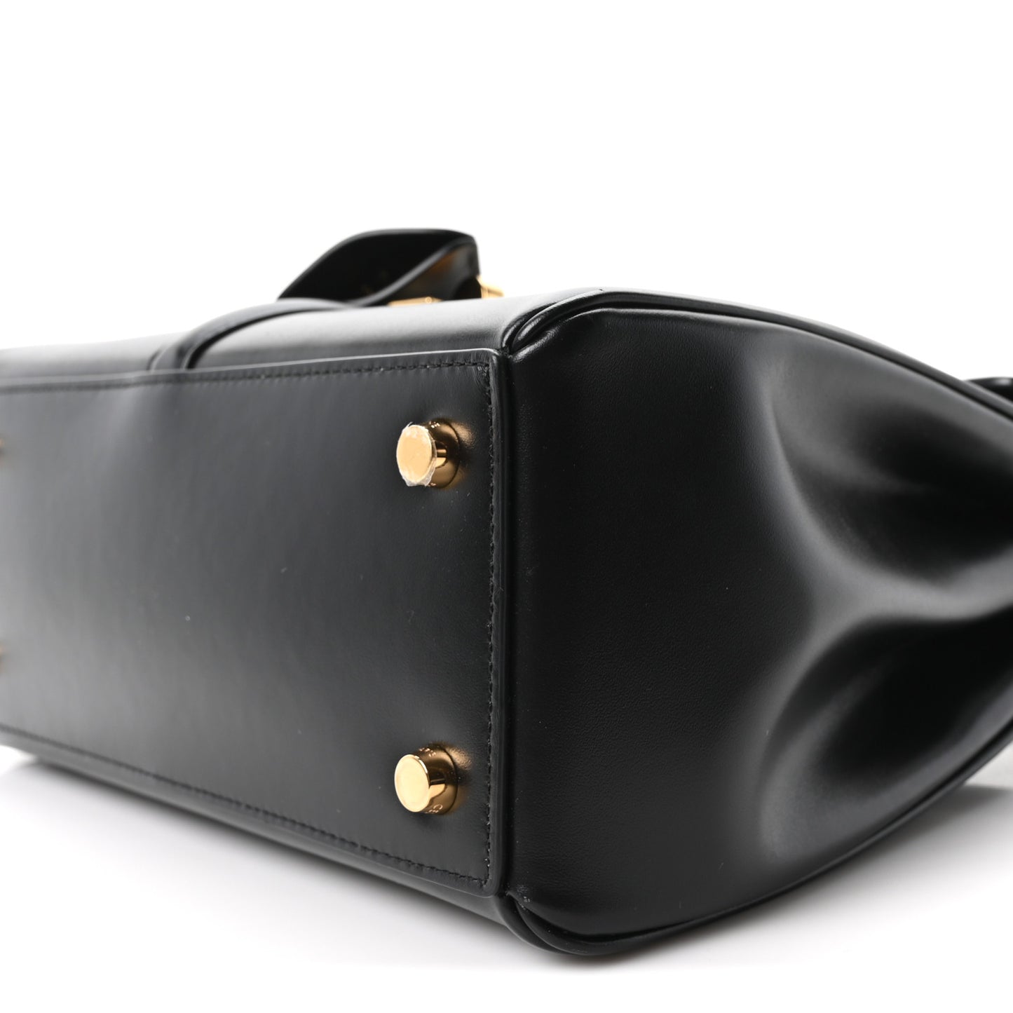 Satinated Calfskin Mini 16 Top Handle Bag Black