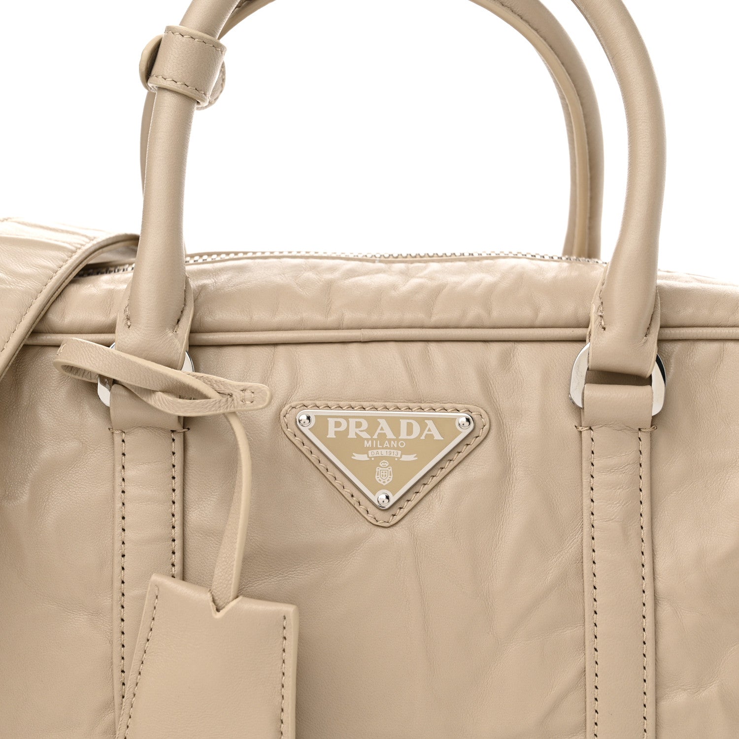 Prada Nappa Antique Small Re-Edition 2001 Two Handle Crossbody Bag Deserto 8 of 11