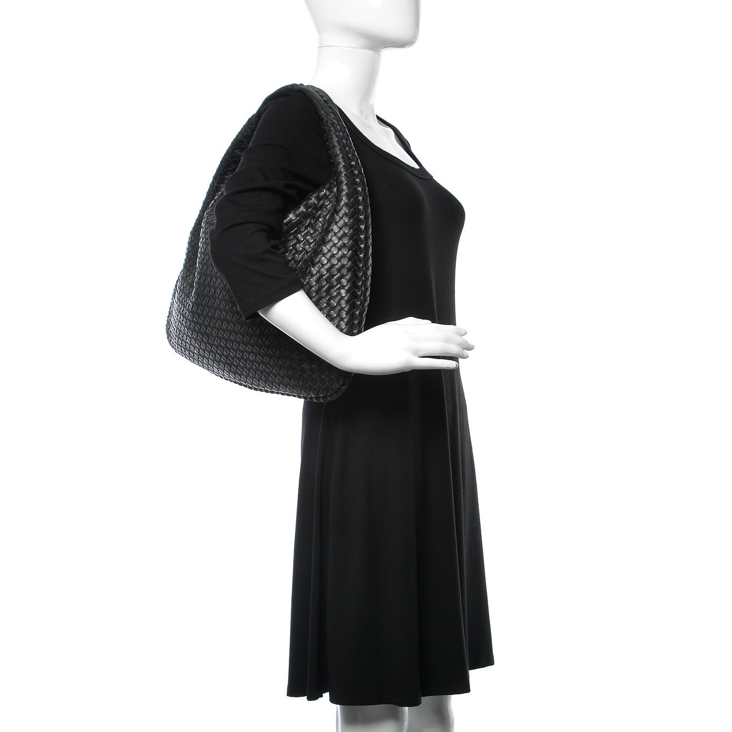 Nappa Intrecciato Large Veneta Hobo Black