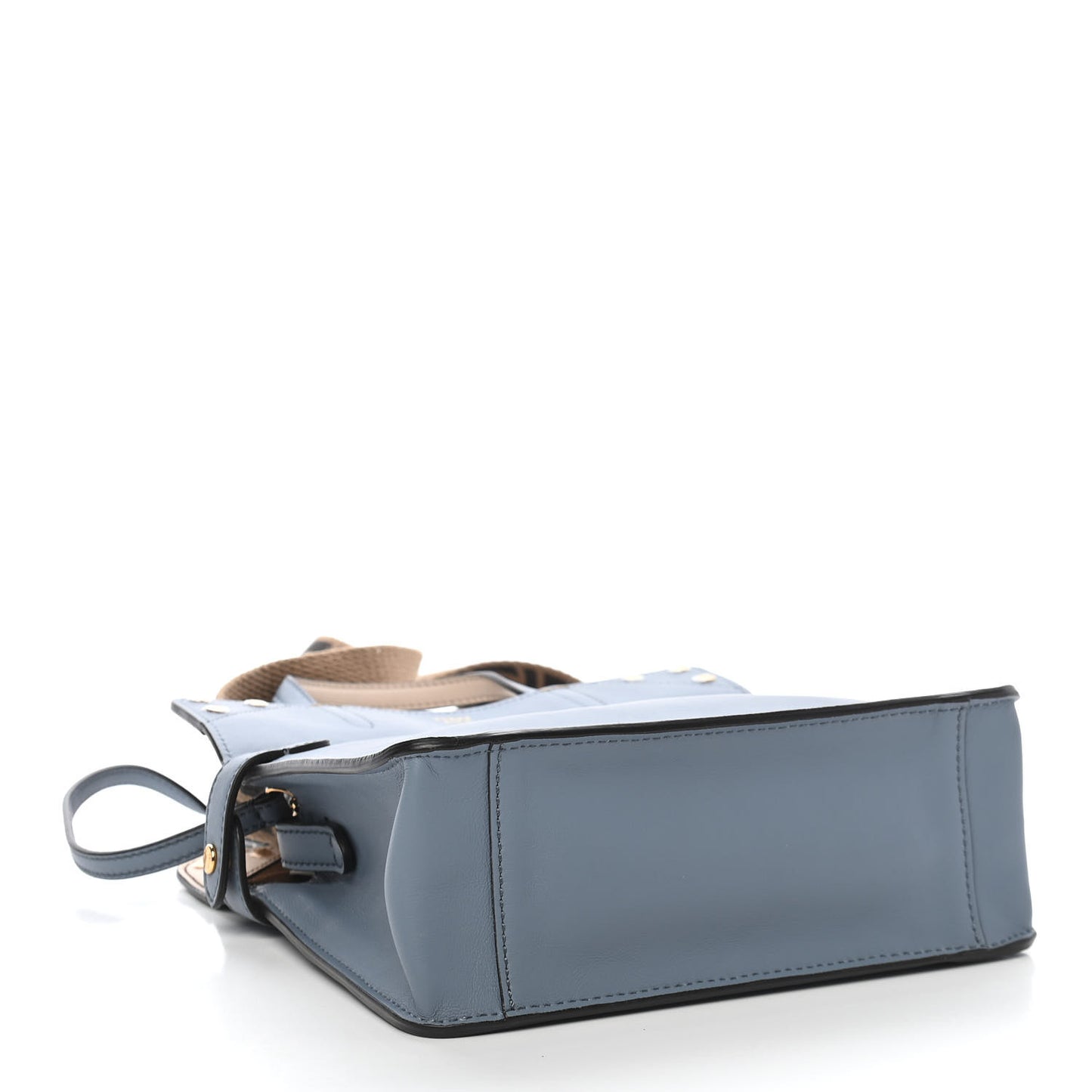 Vitello Grace Suede Small Flip Tote Azzurro Merlino Marrone Camelia