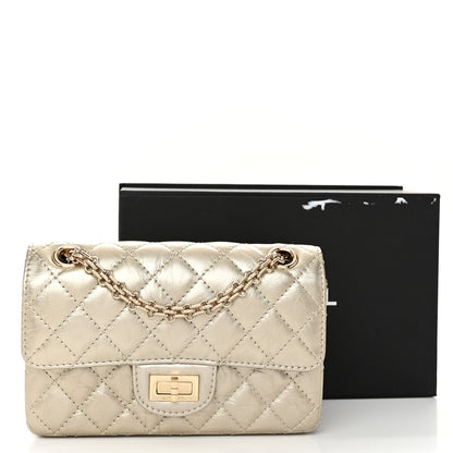 Chanel Metallic Aged Calfskin Quilted 2.55 Reissue Mini Flap Light Gold 11 of 11